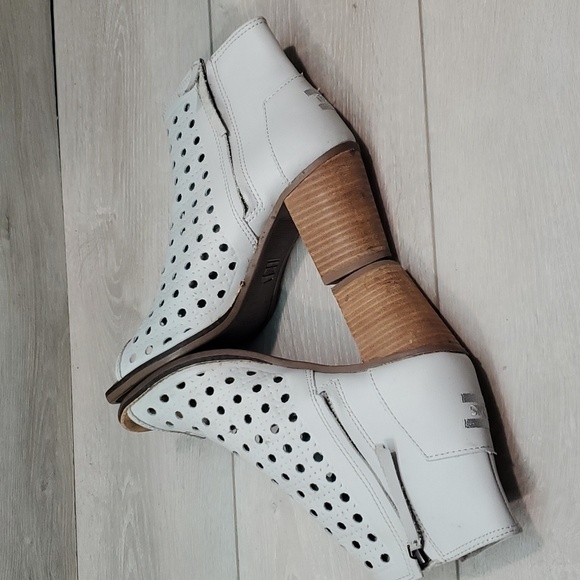 Toms Women Majorka Ankle Leather Peep Open Toe Heels boots shoes sz 8.5 - Picture 7 of 14